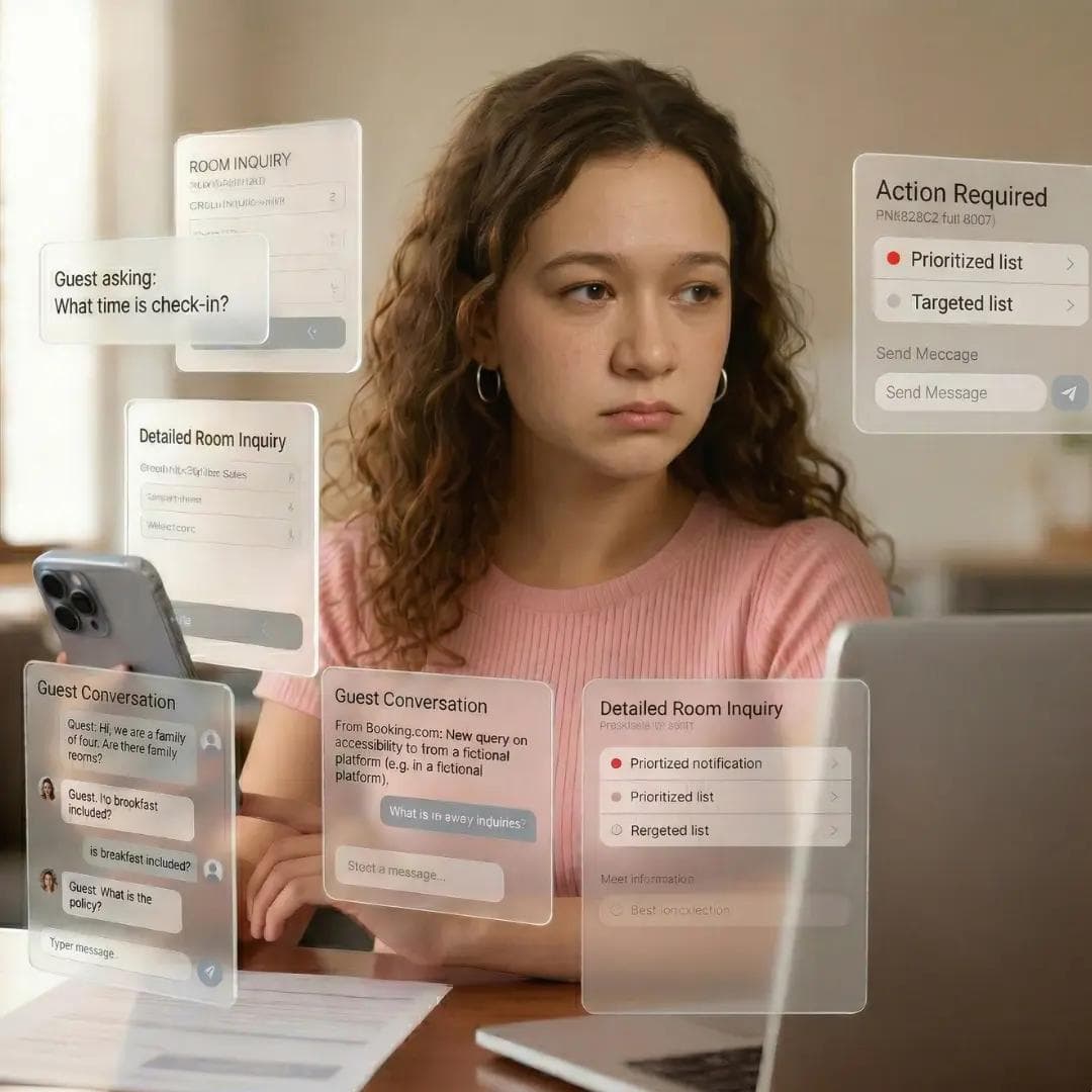 Small hotel business owner overwhelmed and burden in booking managment.